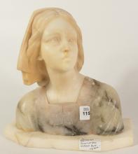 "JOAN OF ARC" ALABASTER BUST