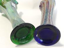 TWO CARNIVAL GLASS VASES