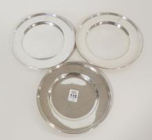 THREE INTERNATIONAL STERLING BREAD AND BUTTER PLATES