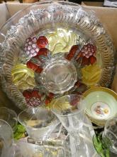 BOX LOT OF STEMWARE, CUPS AND SAUCERS, ETC.