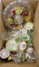 BOX LOT OF STEMWARE, CUPS AND SAUCERS, ETC.