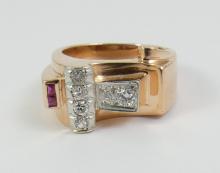 LADIES' VALUABLE ART DECO RING