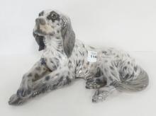 DAHL-JENSEN PORCELAIN "RECLINING DOG" FIGURINE