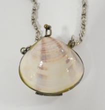 TWO SHELL PILL BOX NECKLACES