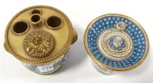 TWO FRENCH PORCELAIN INKWELLS