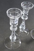 THREE WATERFORD CRYSTAL CANDLESTICKS