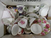 BOX LOT OF CUPS AND SAUCERS