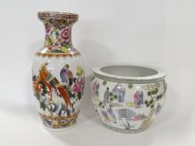 CHINESE VASE AND JARDINIERE