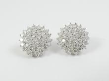 PAIR DIAMOND CLUSTER EARRINGS