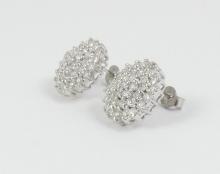 PAIR DIAMOND CLUSTER EARRINGS