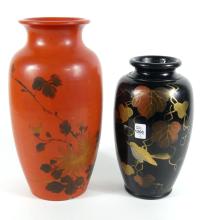 2 JAPANESE LACQUER VASES