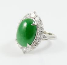 PLATINUM JADE & DIAMOND RING