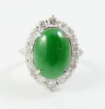 PLATINUM JADE & DIAMOND RING