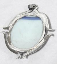 STERLING MING DYNASTY PORCELAIN PENDANT