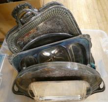 SILVERPLATE PLATTERS AND SERVING TRAYS