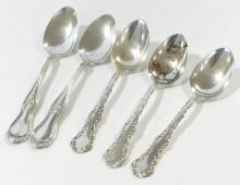 FIVE STERLING COFFEE SPOONS