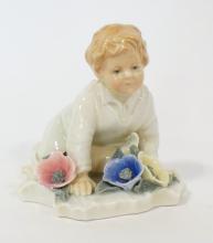 ANTIQUE GERMAN MATCH HOLDER WITH STERLING RIM & FIGURINE