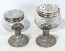 STERLING CANDLEHOLDERS AND DRESSER JARS
