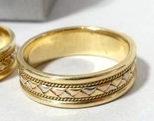 14KT TRI-GOLD HIS/HER WEDDING BAND SET