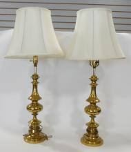 TWO PAIRS OF BRASS TABLE LAMPS