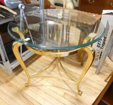 BRASS GLASS TOP END TABLE