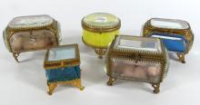 5 ANTIQUE JEWEL/TRINKET BOXES