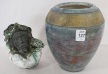TWO PIECES OF RAKU POTTERY