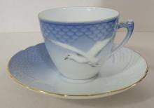 DANISH PORCELAIN VASE, CUP AND SAUCER