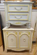 PAINTED NIGHTSTAND AND BACHELOR'S CHEST