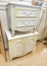 PAINTED NIGHTSTAND AND BACHELOR'S CHEST