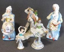 FIVE PORCELAIN FIGURINES