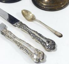 STERLING CANDLEHOLDERS AND CUTLERY