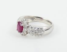 PLATINUM, RUBY & DIAMOND RING