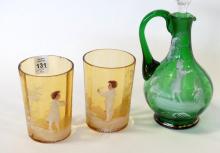 SIX PIECES OF MARY GREGORY GLASS
