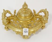 GILDED BRASS INKWELL