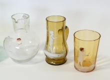 SIX PIECES OF MARY GREGORY GLASS