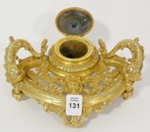 GILDED BRASS INKWELL