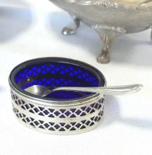 FOUR STERLING CONDIMENTS WITH SPOONS