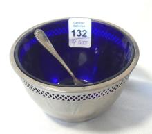 FOUR STERLING CONDIMENTS WITH SPOONS