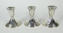 3 STERLING CANDLESTICKS