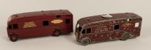 TWO DINKY TOYS "HORSE BOX" TRUCKS