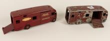 TWO DINKY TOYS "HORSE BOX" TRUCKS