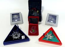 SIX CRYSTAL CHRISTMAS ORNAMENTS