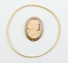 CAMEO BROOCH, BANGLE