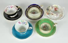 5 ENGLISH CUPS & SAUCERS