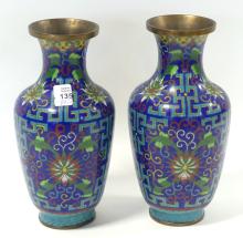 PAIR OF CLOISONNE VASES