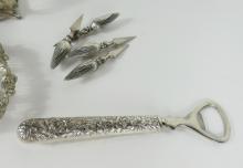 SILVER HOLDERS, DISH, ETC.