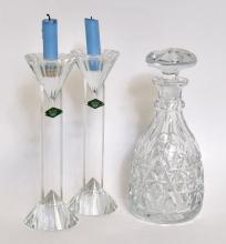 DECANTER AND CANDLESTICKS