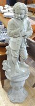 CEMENT GARDEN STATUE ON PEDESTAL