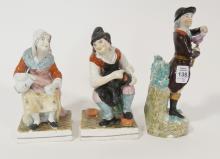 THREE 18TH CENTURY STAFFORDSHIRE FIGURINES